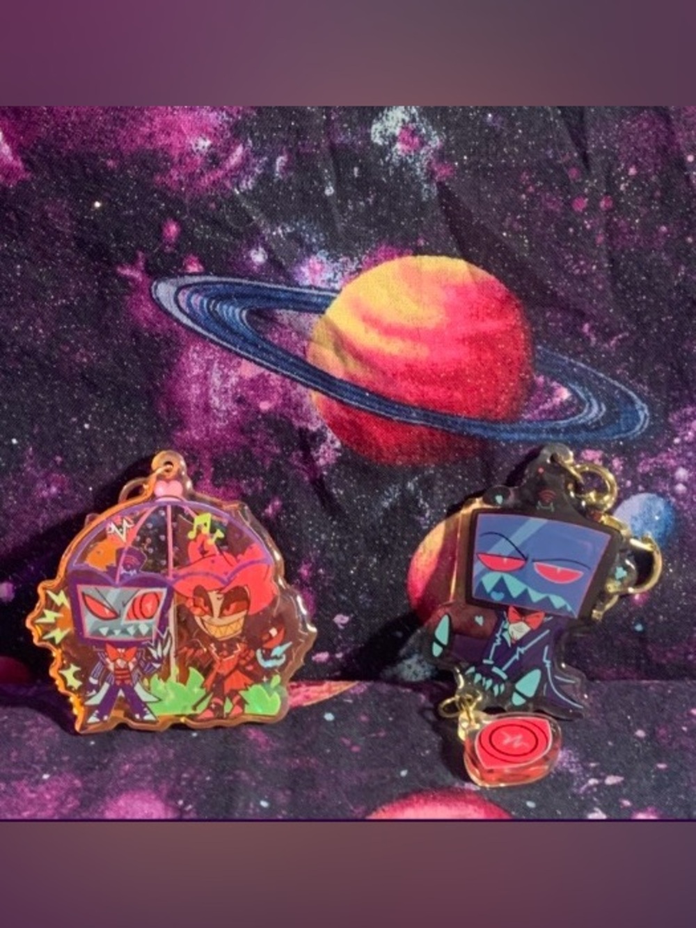 Hazbin Hotel Alastor & Vox Keychains